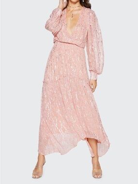 Ramy Brook Blush Pink V-Neck Long Sleeve Maxi Dress